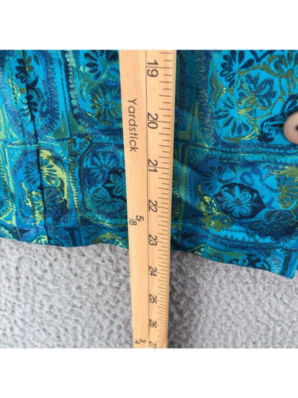 Chicos Jacket Women 0 US Small Green Blue Floral Silk Blend Button Asian Shimmer - Picture 8 of 9
